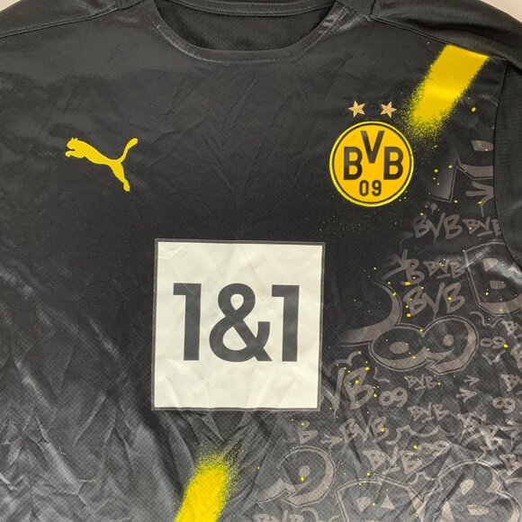 Borussia Dortmund BVB Black Puma Soccer Jersey Mens Large - Picture 2 of 9